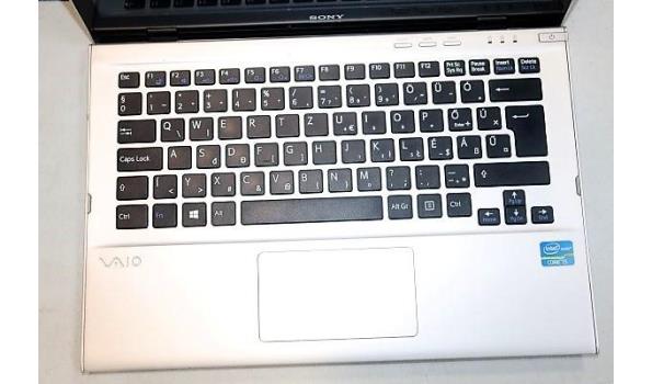 Laptop SONY, core i5, VAIO, werking en paswoord niet gekend, zonder lader